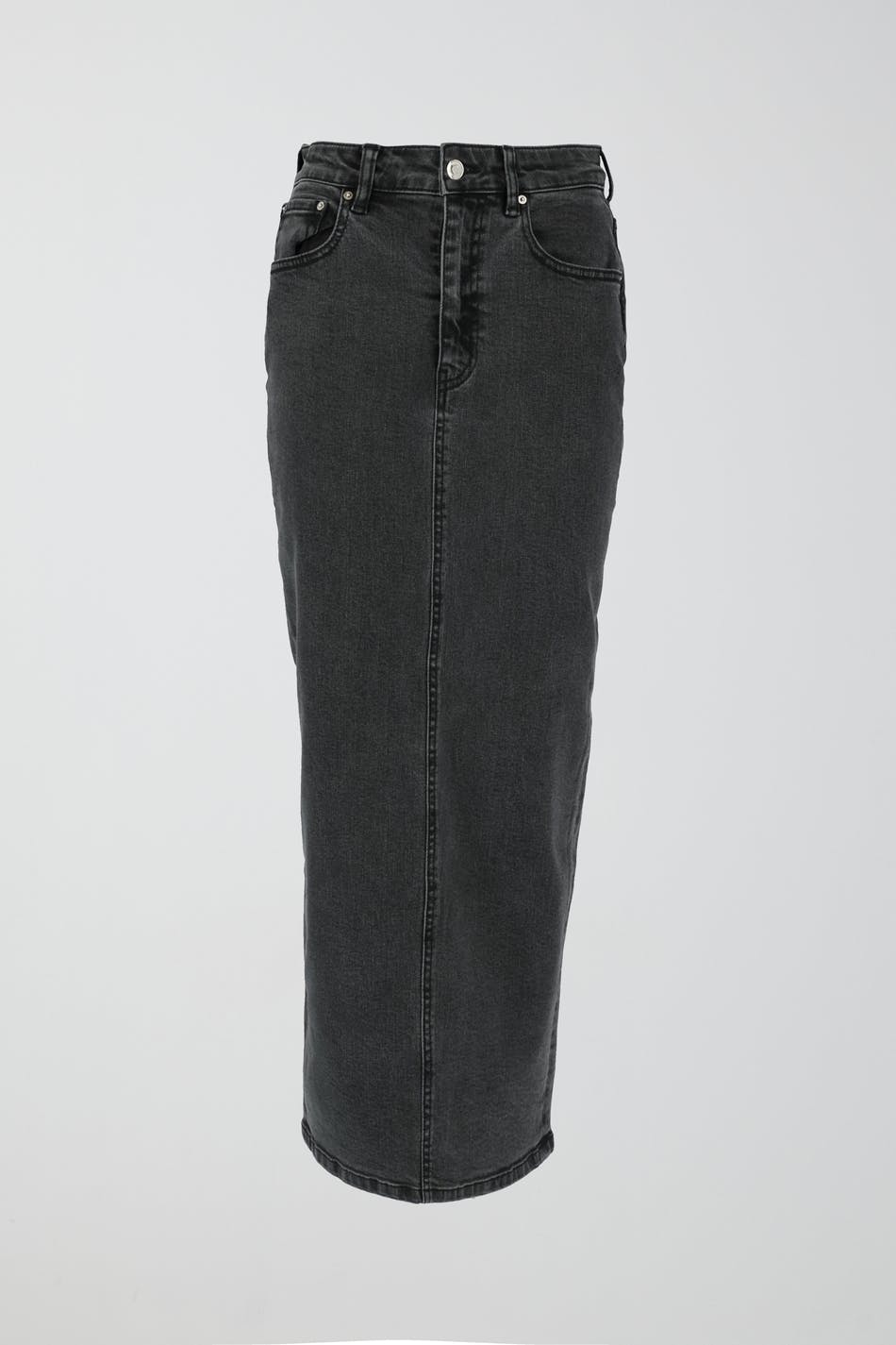 Column denim skirt