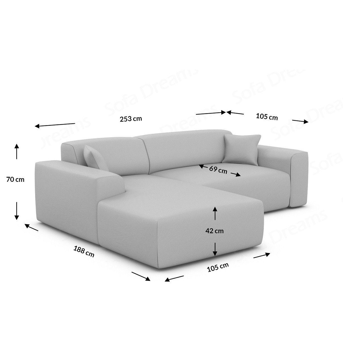 Sofa Dreams Ecksofa Design Samt Stoff Sofa Mallorca L Form kurz Modern Stoffsofa, Loungesofa, Ausrichtung frei wählbar