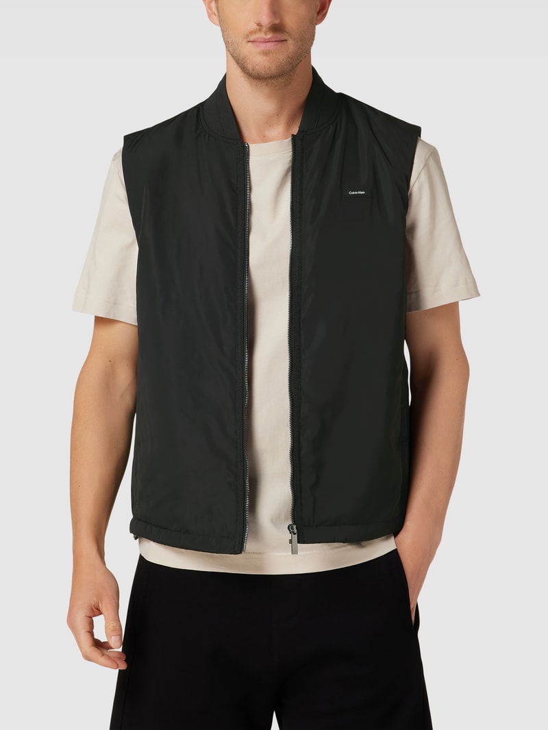 Weste mit Label-Patch Modell 'RECYCLED' in schwarz