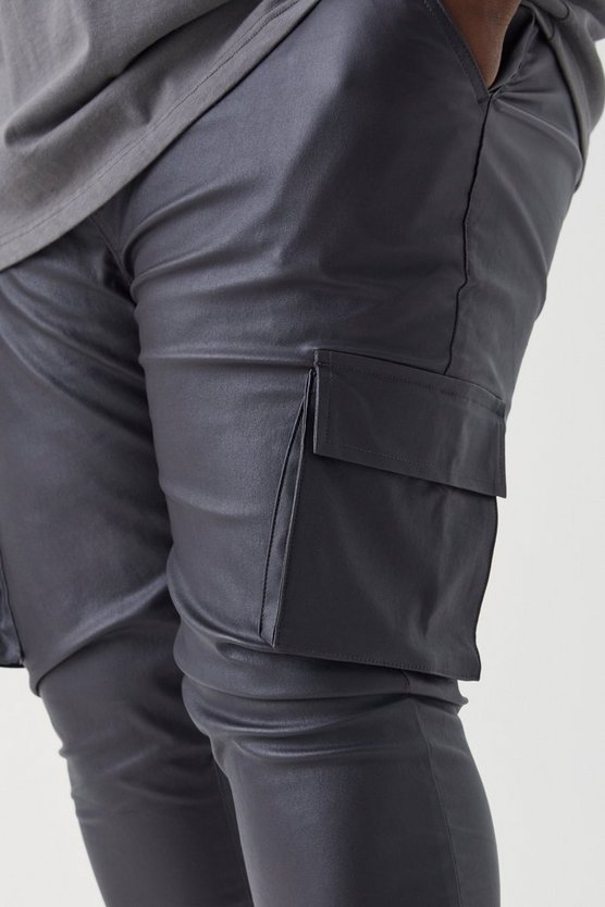 Plus beschichtete Skinny Twill Cargo-Hose