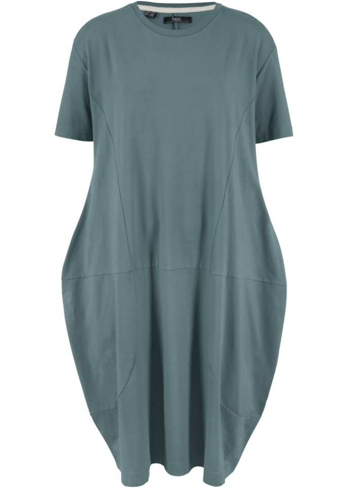 Knieumspielendes Oversized-Baumwoll-Kleid in O-Shape, 1/2-Arm