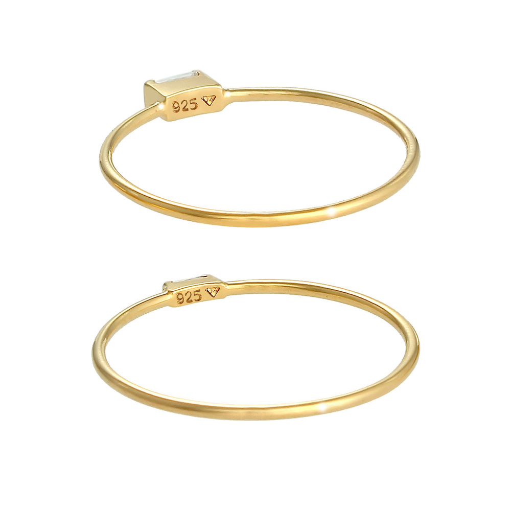 Elli Elli Bague Bague à empiler pour dames en filigrane minimal avec pierres de zircon Bague