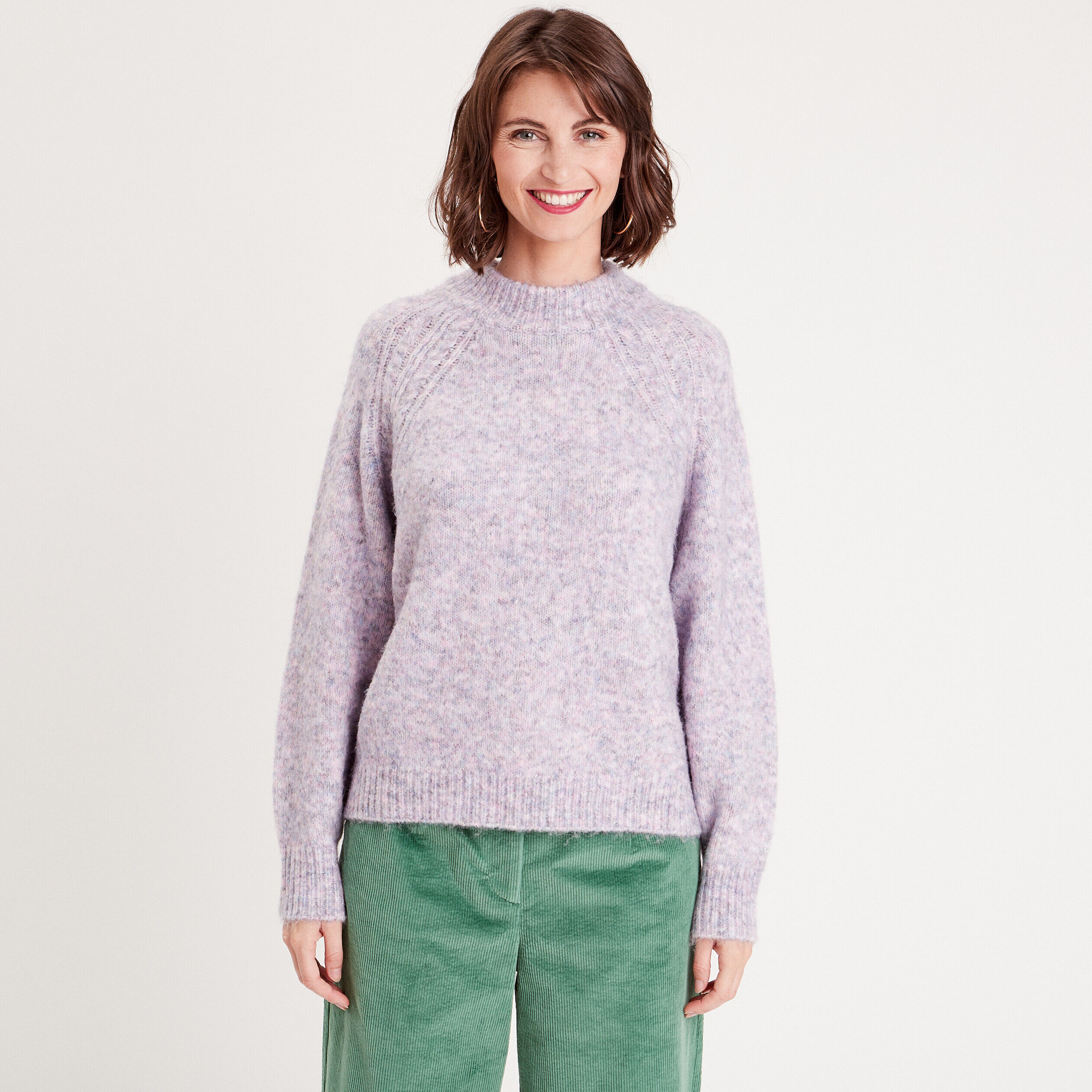 Pull oversize col montant violet foncé femme | Cache Cache