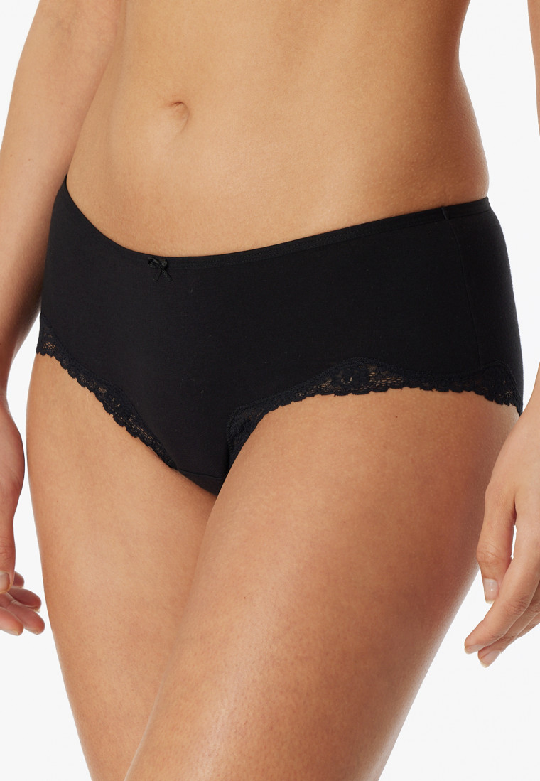 Bikini Hipster mit Spitze schwarz - Pure Cotton