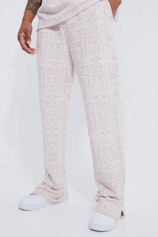 Jacquard Jogginghose mit geteiltem Saum