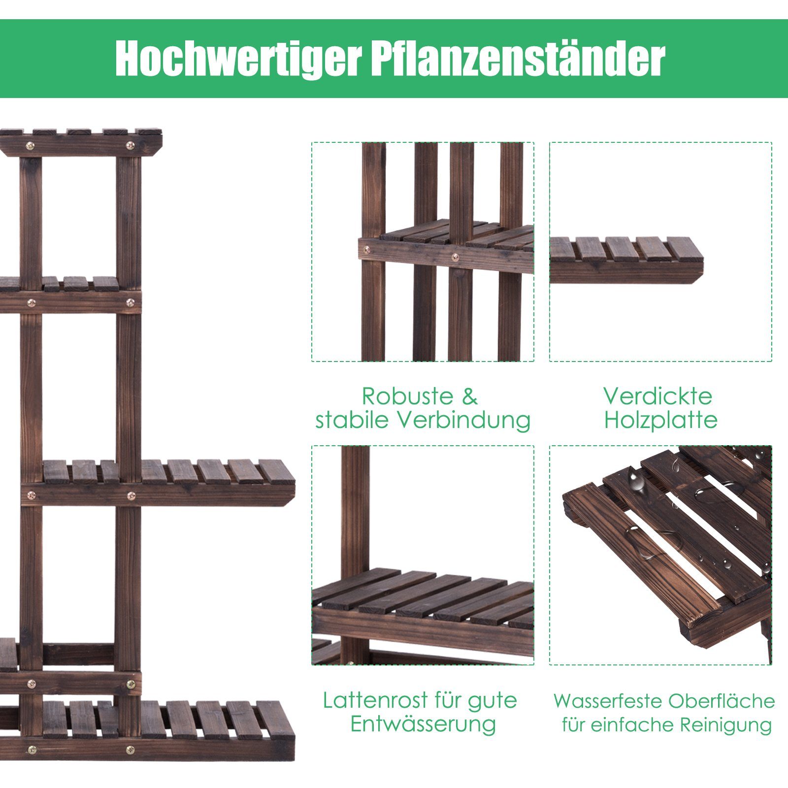 COSTWAY Blumenständer, mehrstöckig, 100x25x97cm, Holz