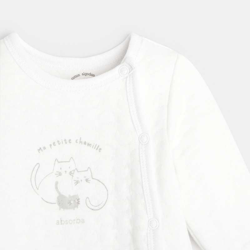 Pyjama matelassé bébé en coton bio blanc Absorba