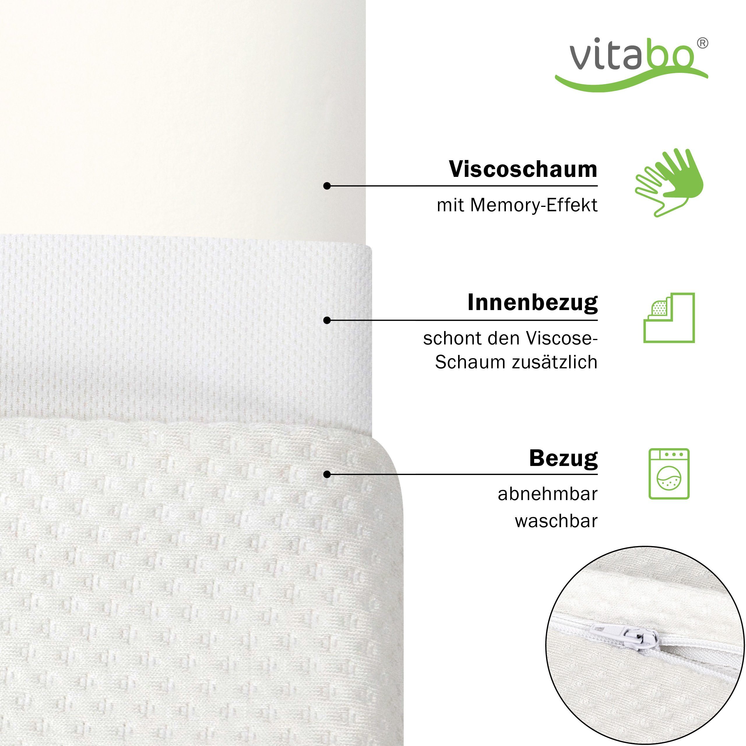 Vitabo Nackenkissen Vitabo anschmiegsames Kopfkissen aus Memory-Schaum I großes ergonomisches Schmetterling Kissen – Nackenstützkissen für Seitenschläfer aus Viscoschaum, 1-tlg.