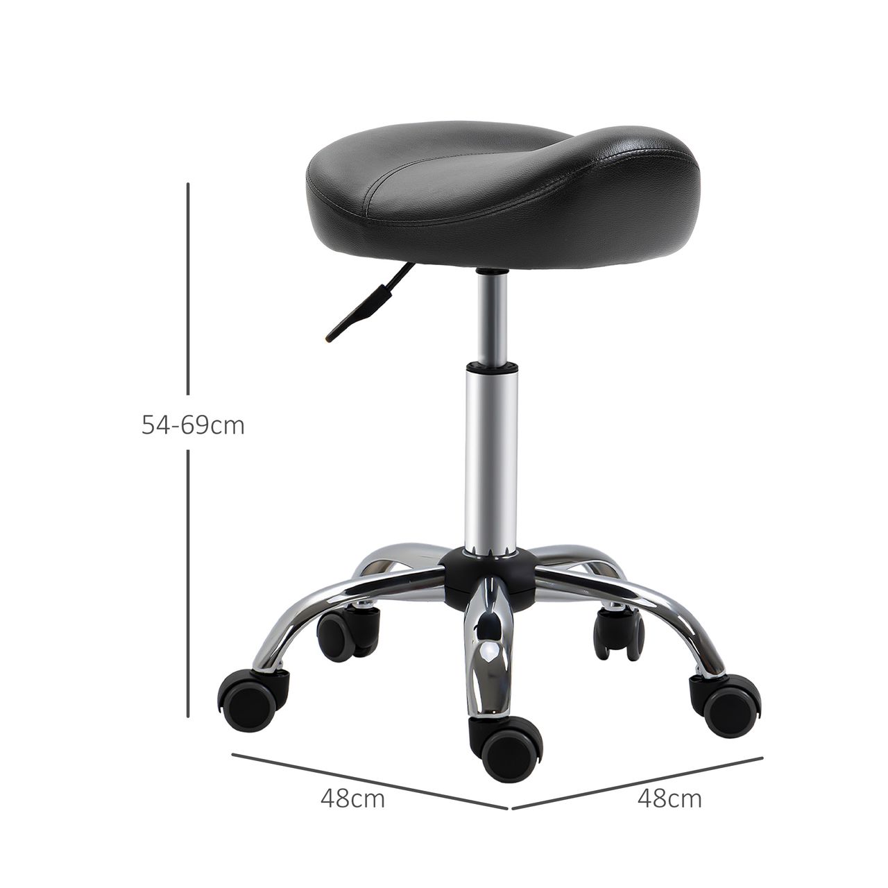 HOMCOM Rollhocker Höhenverstellbar Arbeitshocker mit Rädern für Massage Schwarz