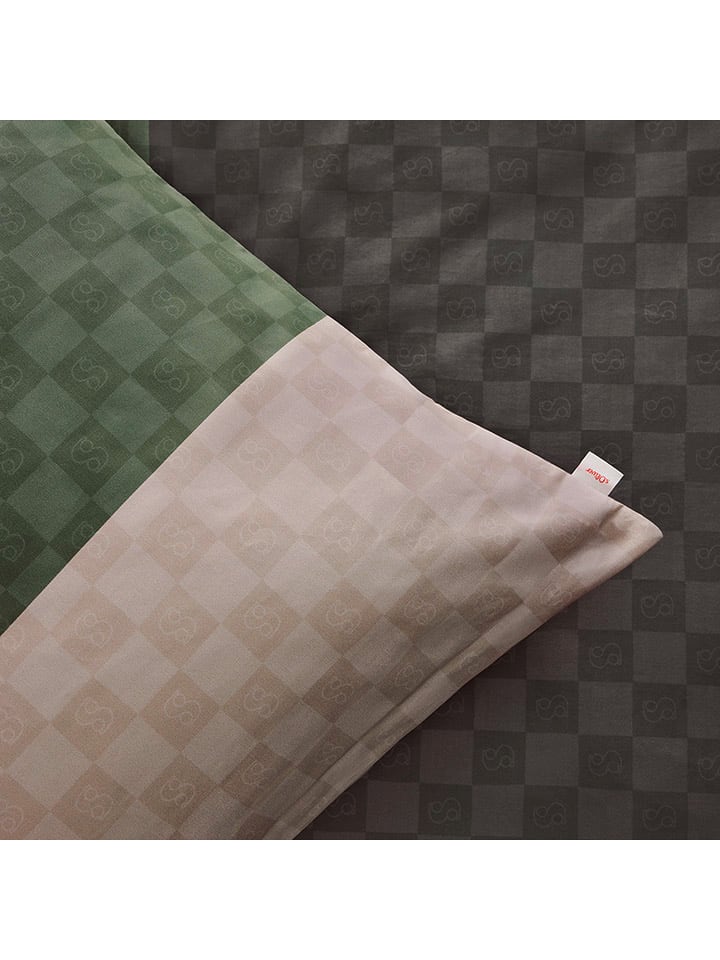 Ibena Satin-Bettwäsche-Set in Anthrazit/ Oliv günstig kaufen