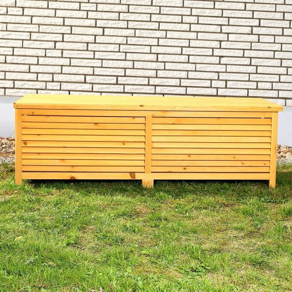 Melko Auflagenbox Auflagenbox Gartenbox Gartentruhe 140CM aus Holz Braun oder Weiß Kissenbox Holztruhe Aufbewahrungsbox Auflagenkiste (Stück), Imprägniert