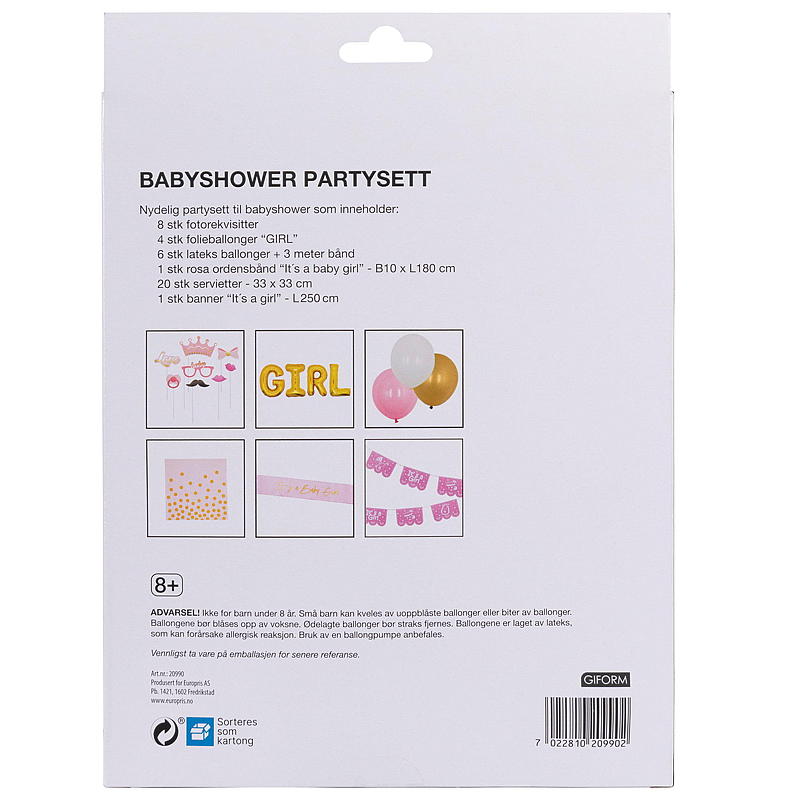 Giform Babyshower partysett rosa