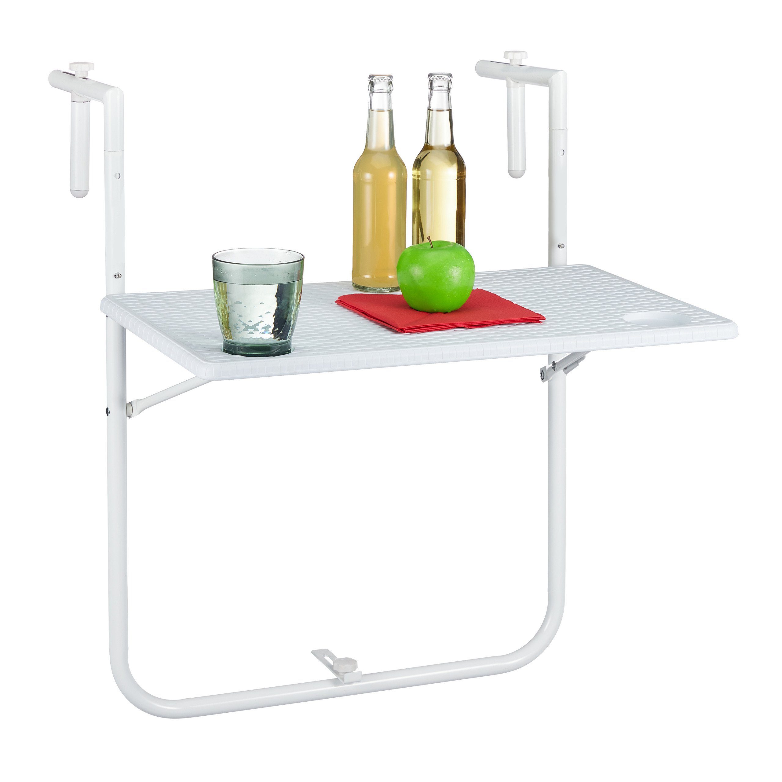 relaxdays Balkonhängetisch Balkon Hängetisch Rattanoptik
