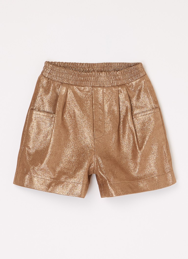 Pantaloni scurți din piele Donsje Amsterdam Ronie cu croială dreaptă