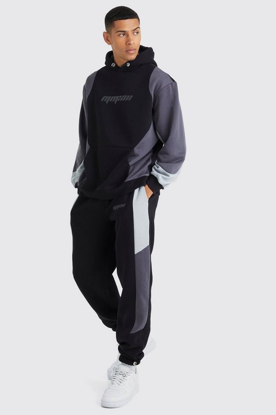 Oversize Colorblock Trainingsanzug mit Kapuze