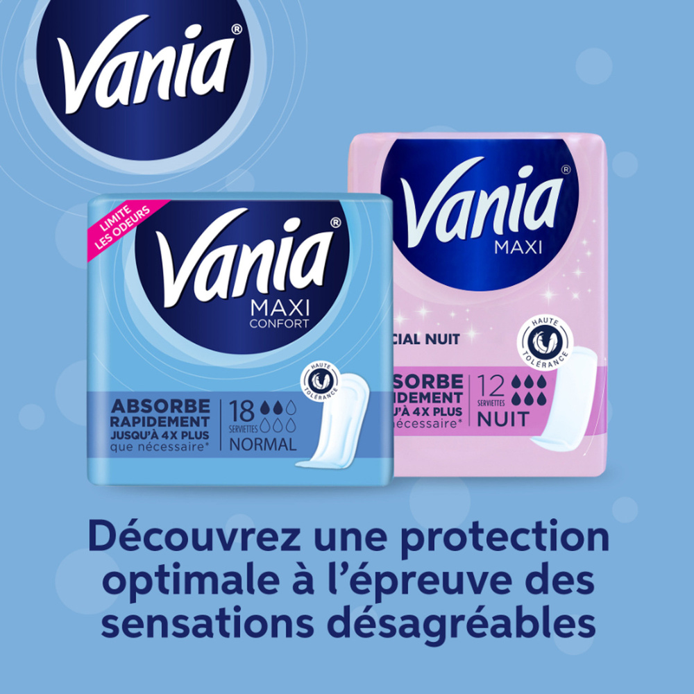 vania Serviettes Hygiéniques, Maxi Confort, Nuit, 12 Serviettes Serviettes