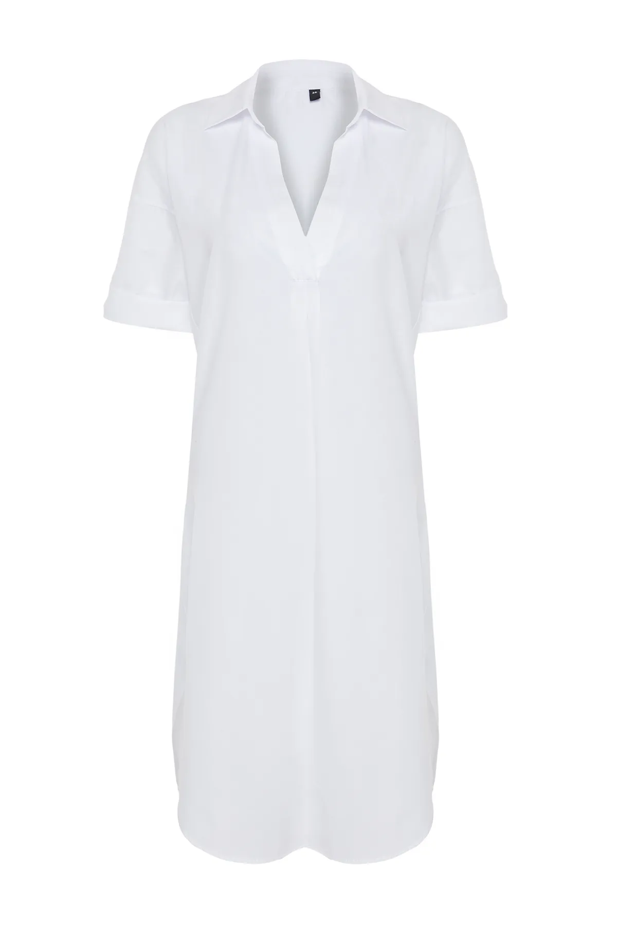 Trendyol Collection  Weißes Midi-Strandkleid mit gewebtem Schlitz TBESS21EL3847