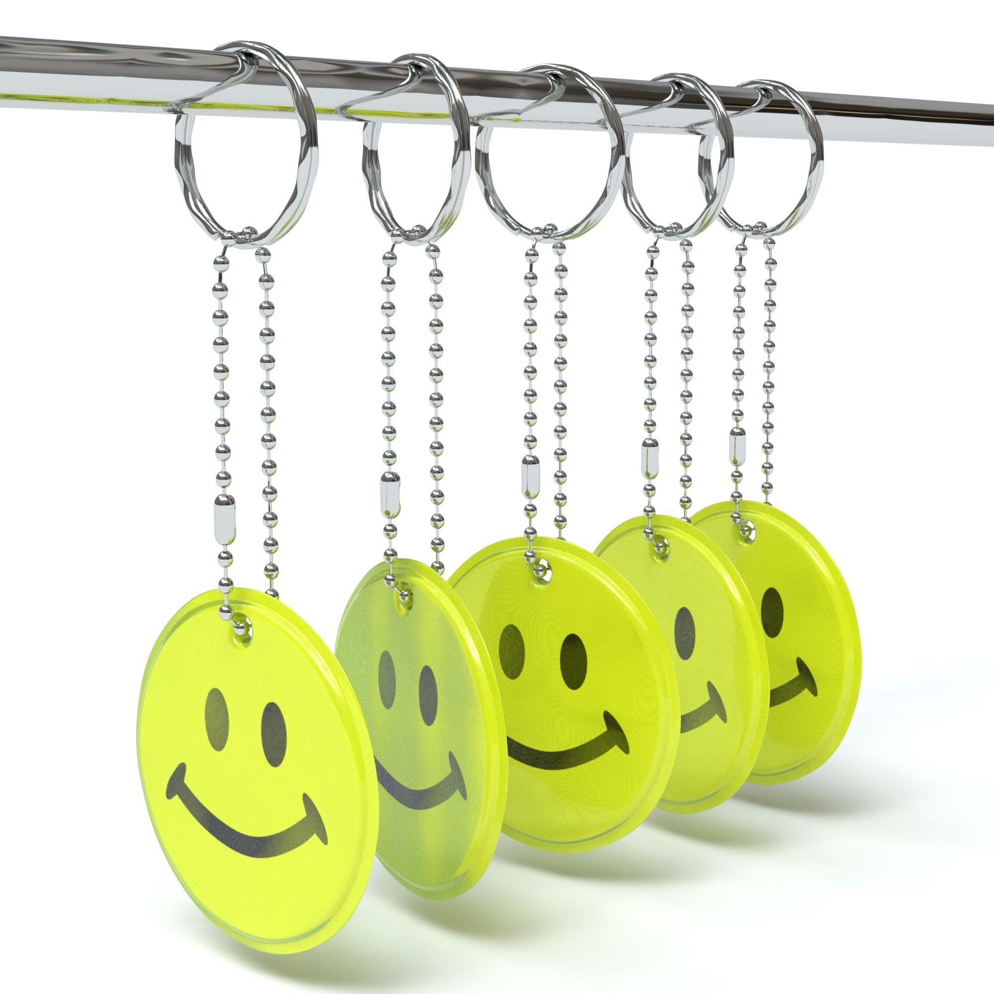 EAZY CASE Fahrradreflektor 5x Sicherheitsanhänger für Kinder Smiley