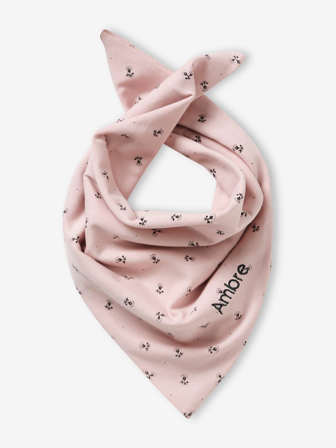 Ensemble bonnet + moufles + foulard + sac bébé fille en maille imprimée personnalisable bois de rose