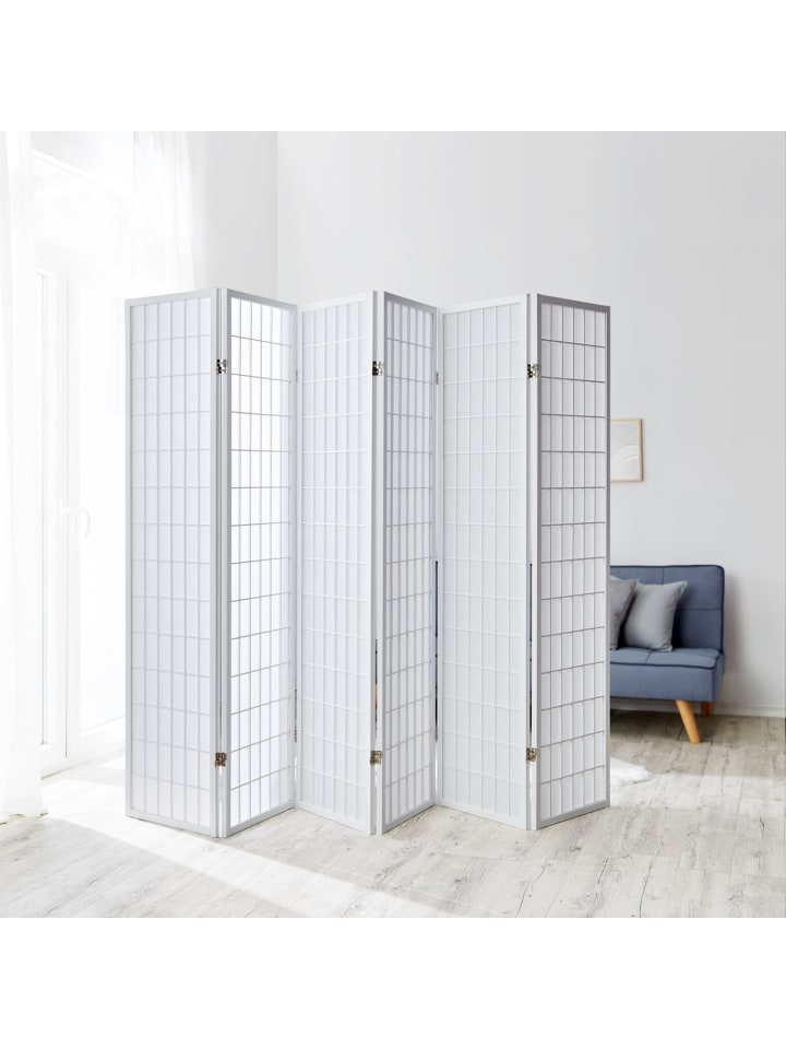 Homestyle4u 6-tlg Paravent in Weiß 264x175 günstig kaufen onesize
