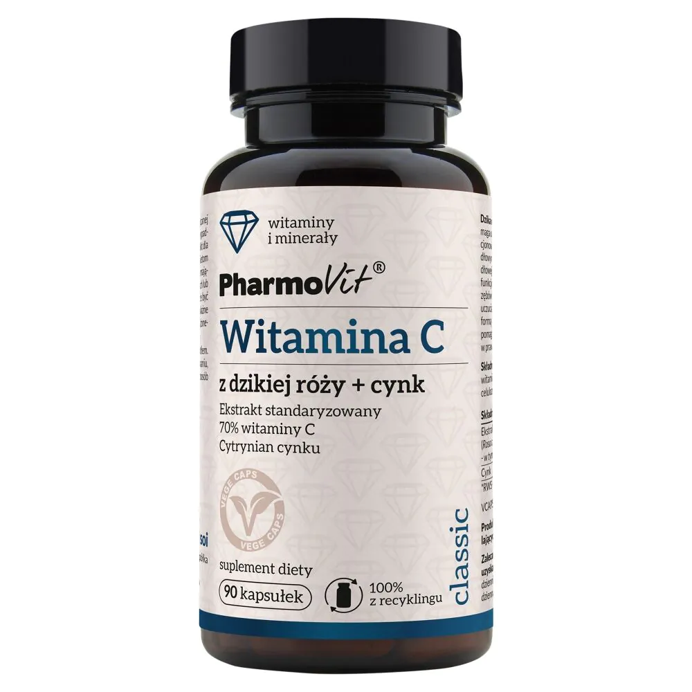 PharmoVit Classic Κάψουλες Βιταμίνης C + Ψευδαργύρου με Αγριοτριανταφυλλιά