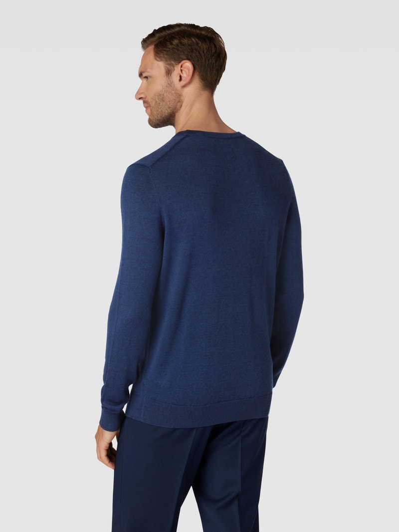 Longsleeve aus Woll-Mix in dunkelblau meliert