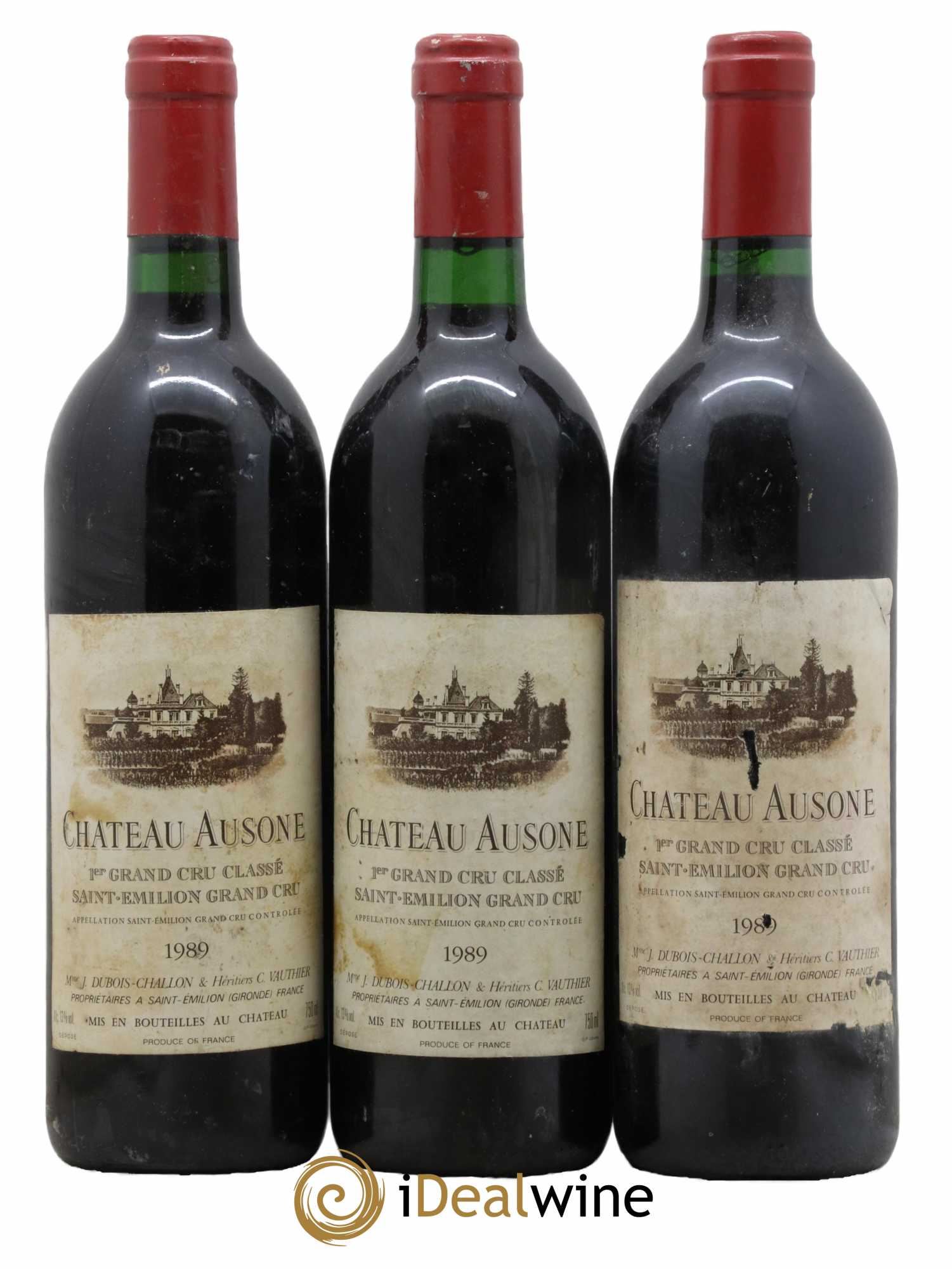 Château Ausone 1er Grand Cru Classé A  1989 - Lot de 3 Bouteilles