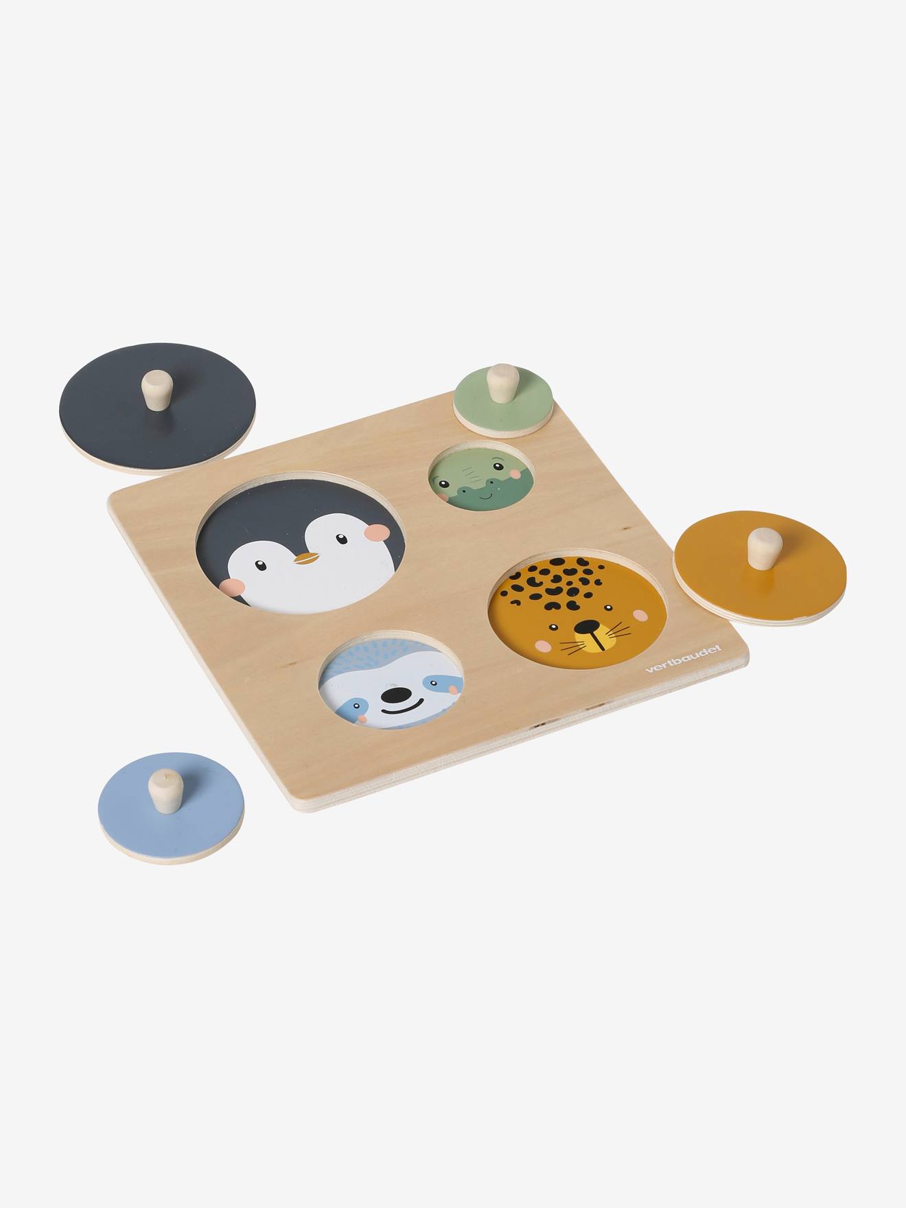 Puzzle formes rondes animaux en bois FSC® multicolore