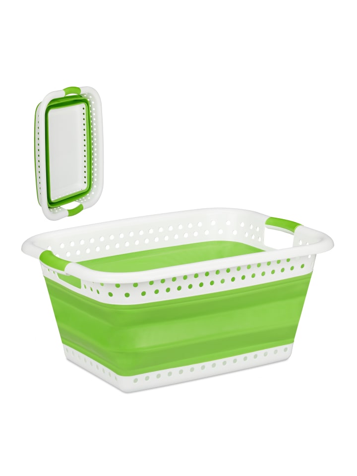 relaxdays Wäschekorb in Hellgrün - (B)61 x (H)27 x (T)45,5 cm günstig kaufen onesize