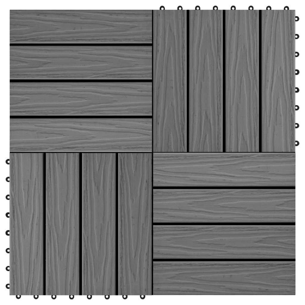 Teppichboden Terrassenfliesen 11 Stk. Tief Geprägt WPC 30x30cm 1 qm Grau, vidaXL