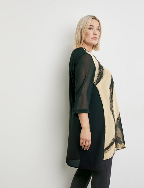 Transparente Longbluse mit 3/4 Arm