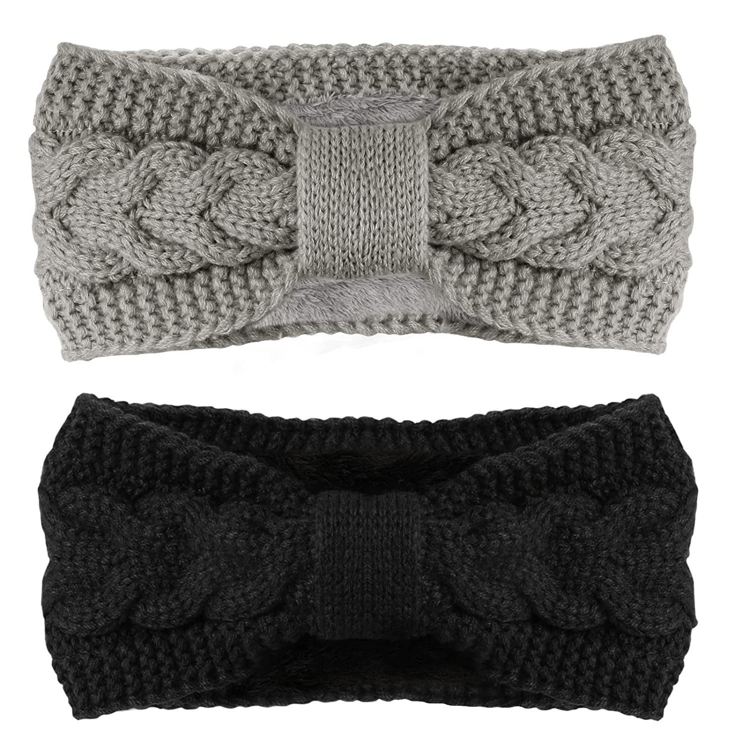 zggzerg Stirnband Stirnband Damen Winter, 2 Pcs Stirnbänder Strick, Haarband Ohrenwärmer
