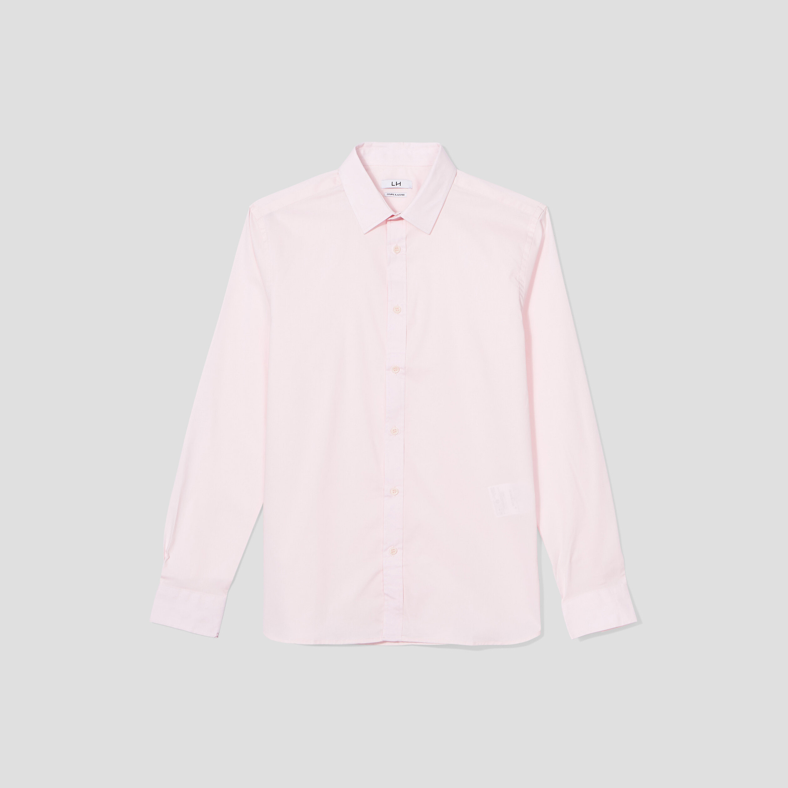 Chemise basique ajustée manches longues rose clair homme | La Halle