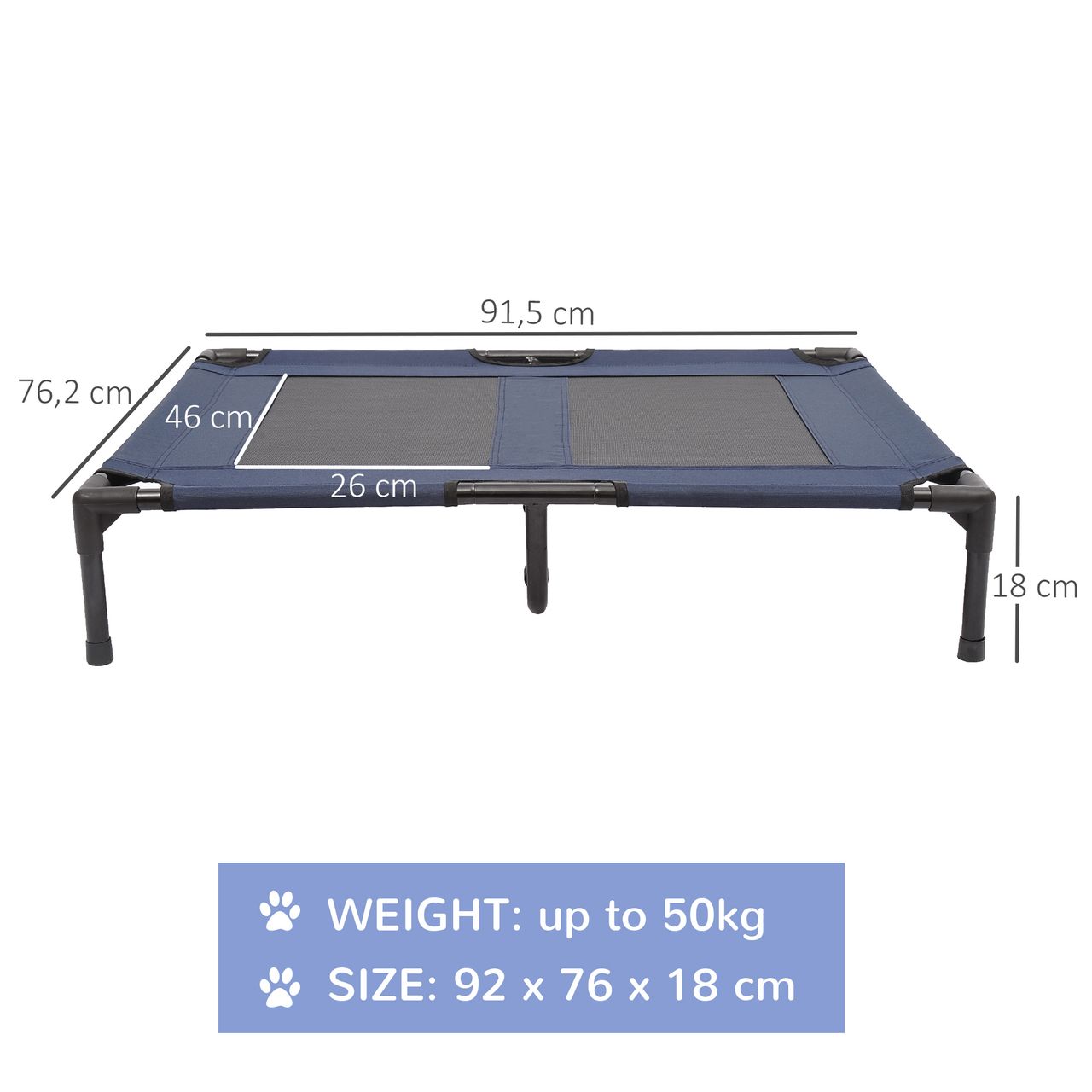 PawHut Hundebett Hundeliege Outdoor Katzenbett Haustierbett Metall 600D Oxford