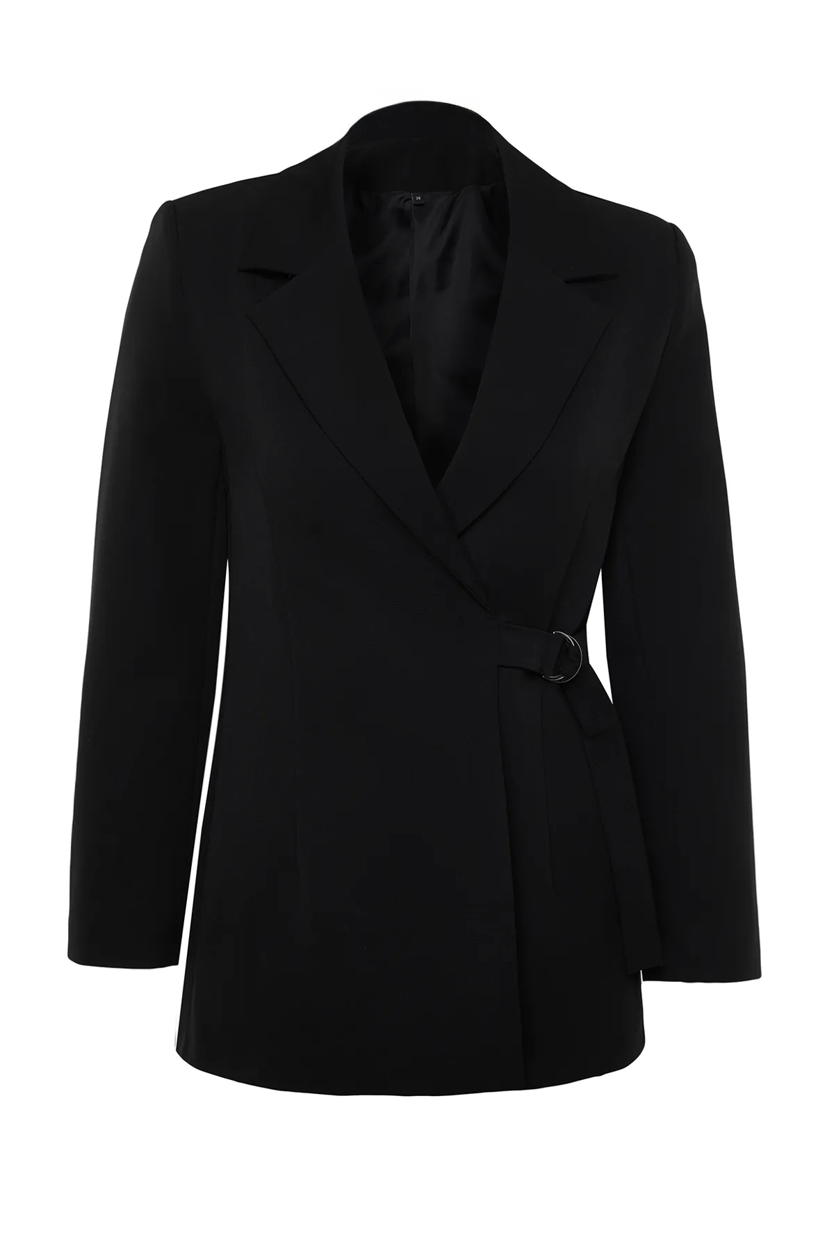 Trendyol Collection  Schwarze gewebte Accessoire-detaillierte reguläre Blazerjacke TWOSS24BC00012
