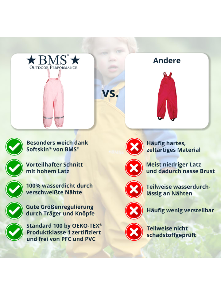 BMS Regenlatzhose 100% wasserdicht für Mädchen in rosa günstig kaufen