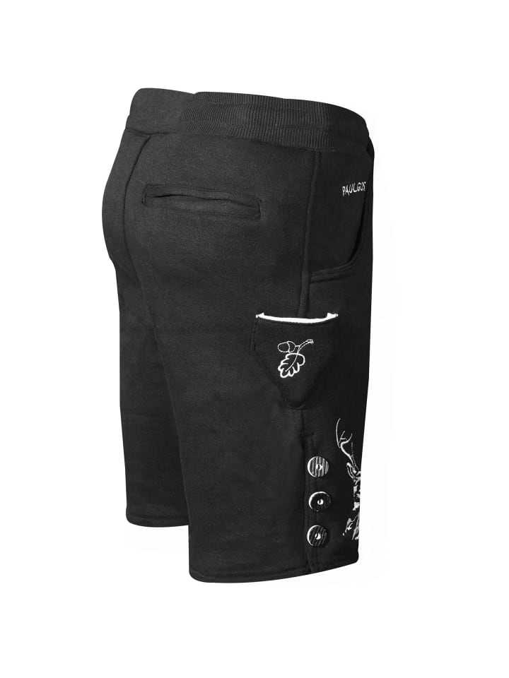 PAULGOS Jogginghose Design Trachten Lederhose Bermuda Shorts Kurz JOK4 in Schwarz günstig kaufen