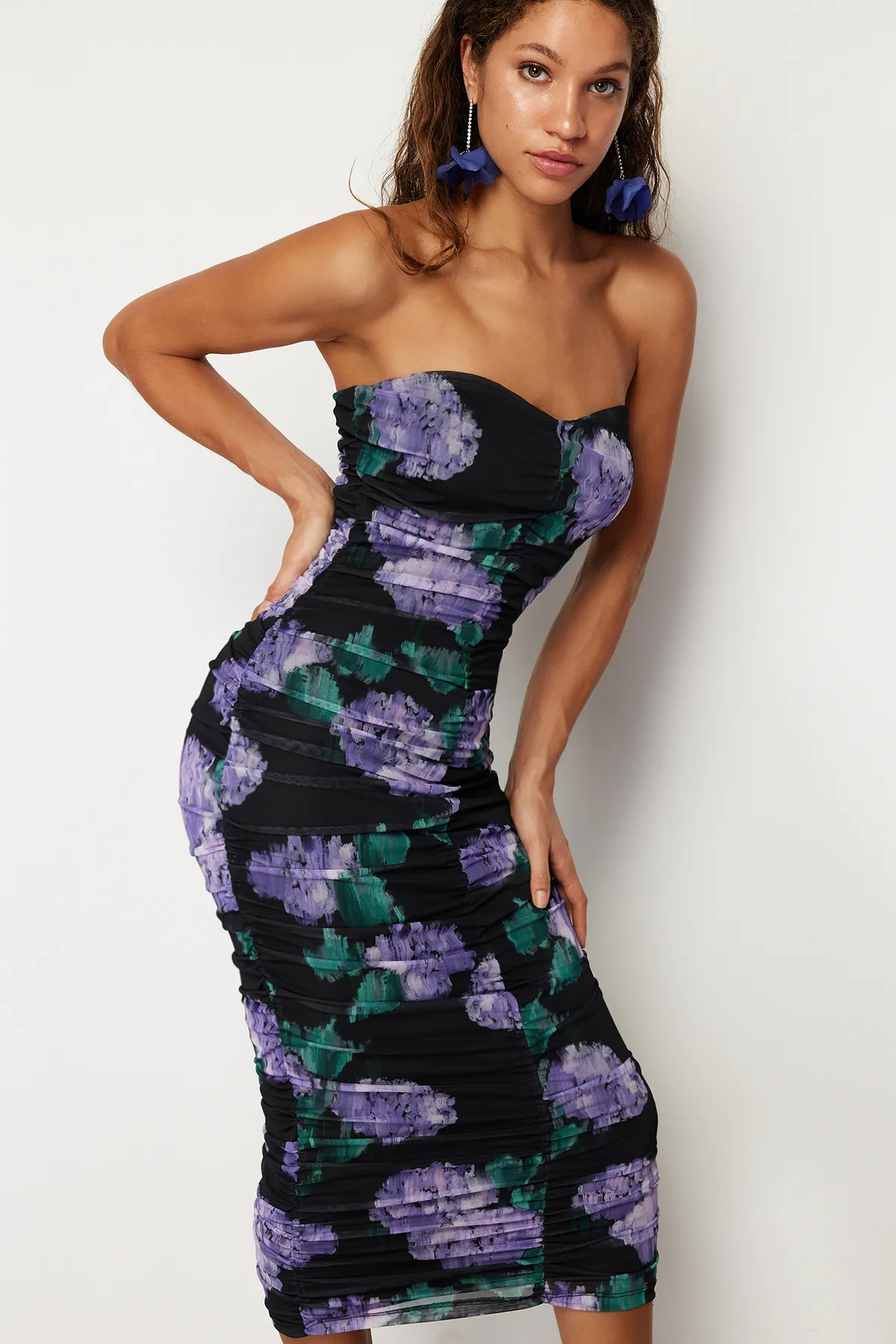 Trendyol Collection  Mehrfarbiges, drapiertes, elegantes Abendkleid