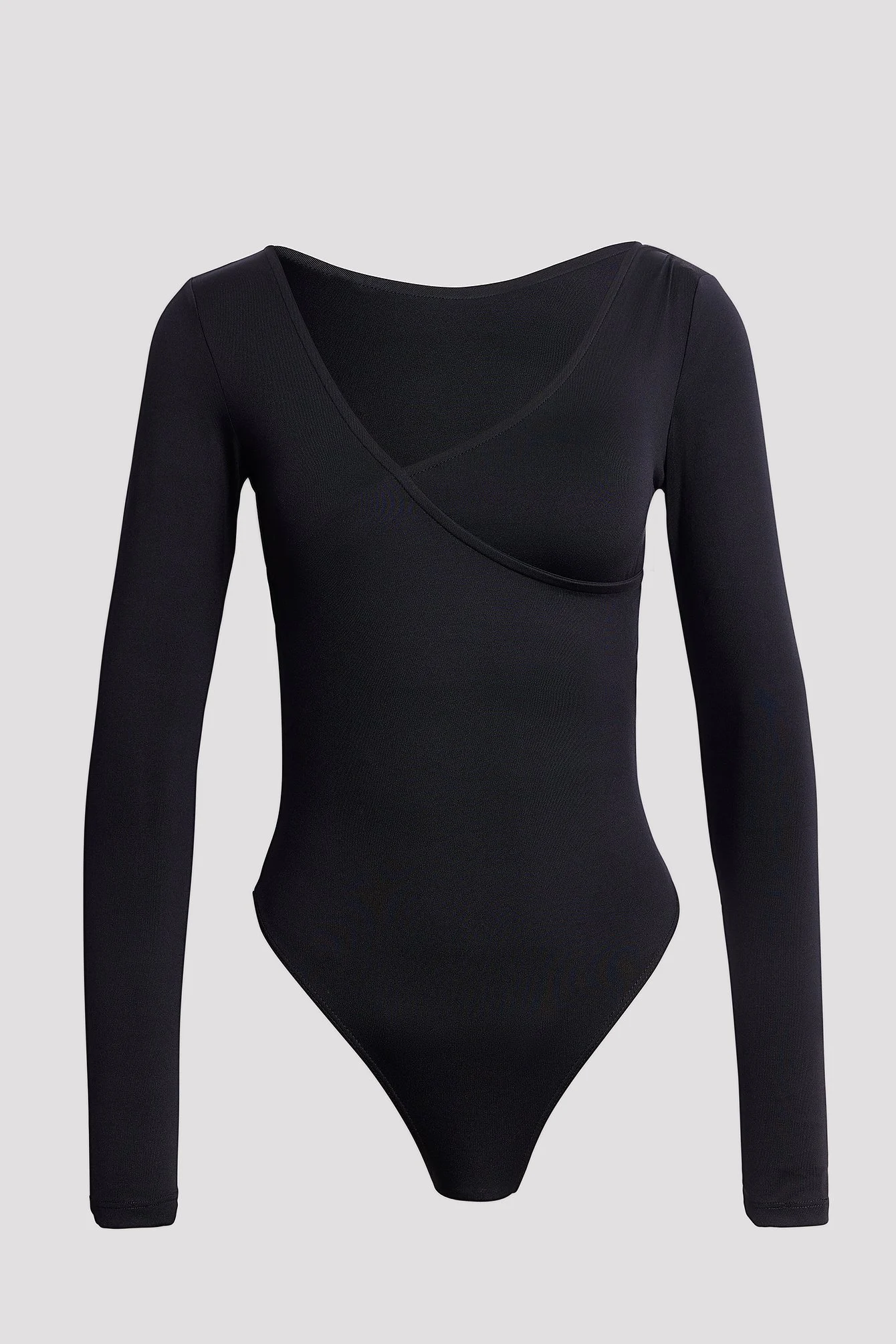 Glänzender Wickel-Bodysuit