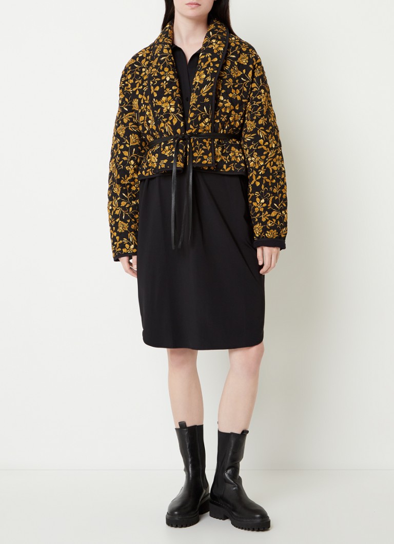 Penn & Ink jacket with floral print and bow belt