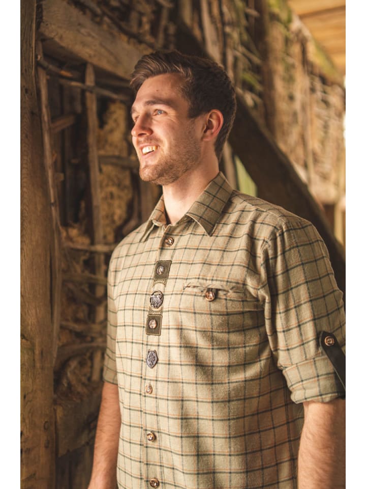 OS-Trachten Trachtenhemd Dulora in khaki/schlamm günstig kaufen
