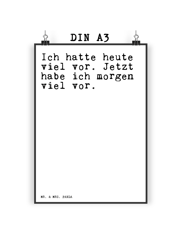 Mr. & Mrs. Panda Poster Ich hatte heute viel... mit Spruch in Weiß günstig kaufen