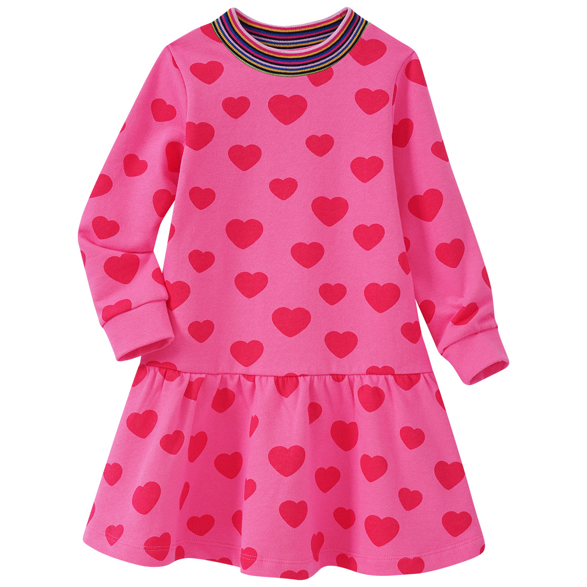 Mädchen Sweatkleid mit Herz-Print