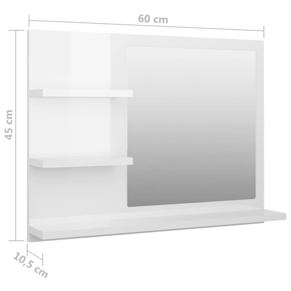 vidaXL Badezimmerspiegelschrank Badspiegel Hochglanz-Weiß 60x10,5x45 cm Holzwerkstoff (1-St)