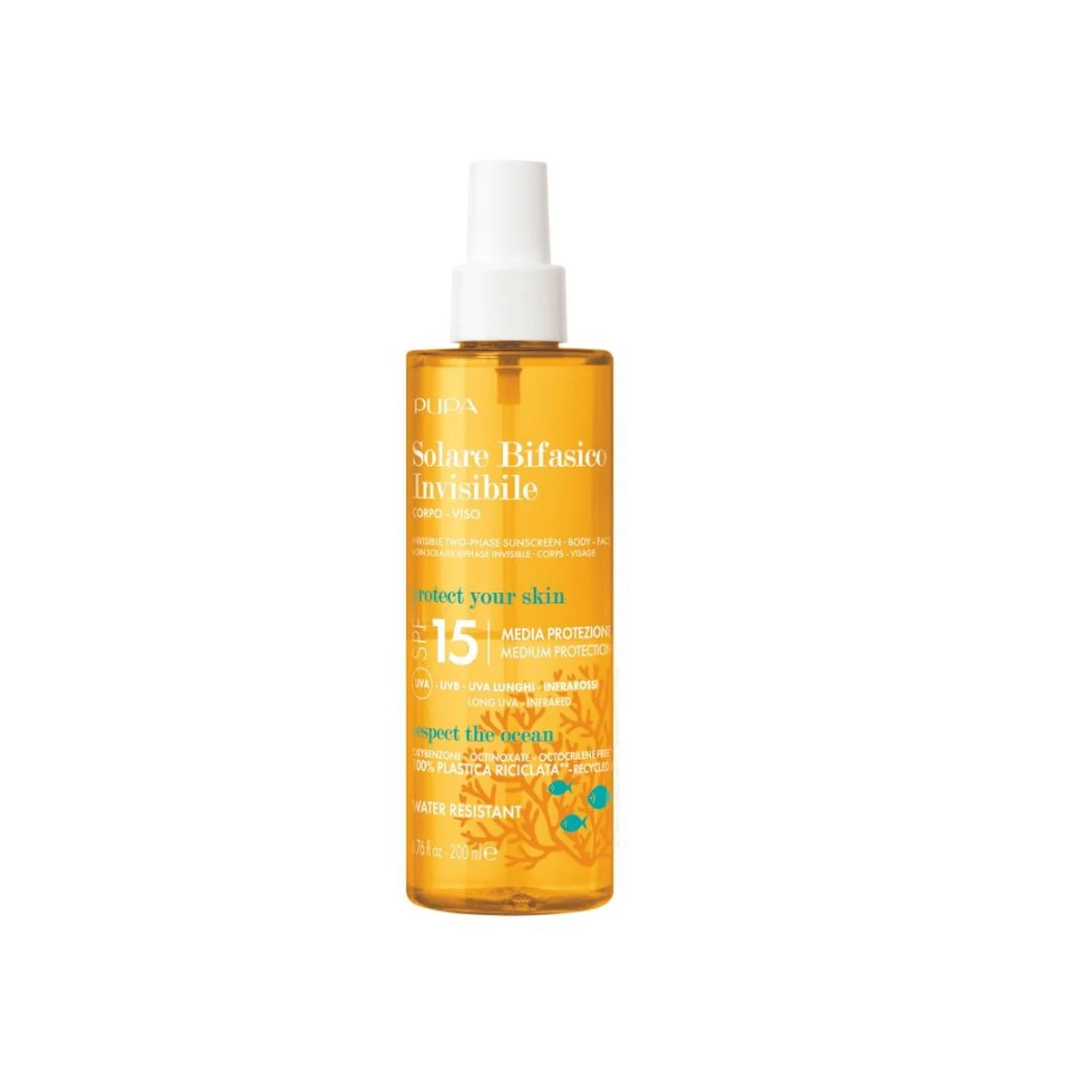 Solari Solare Bifasico Invisibile SPF15 - Olio solare corpo media prot., Solare viso media prot., Spray solare corpo media prot.