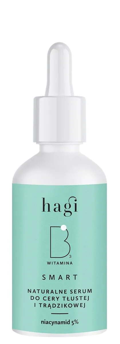 Hagi Smart B natūralus serumas riebiai ir į spuogus linkusiai odai su 5 % niacinamido