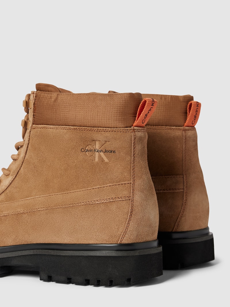 Schnürboots aus Leder-Mix Modell 'EVA' in hellbraun