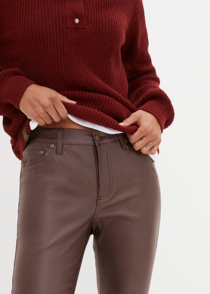 Stretch-Hose mit Beschichtung und Komfortbund, skinny