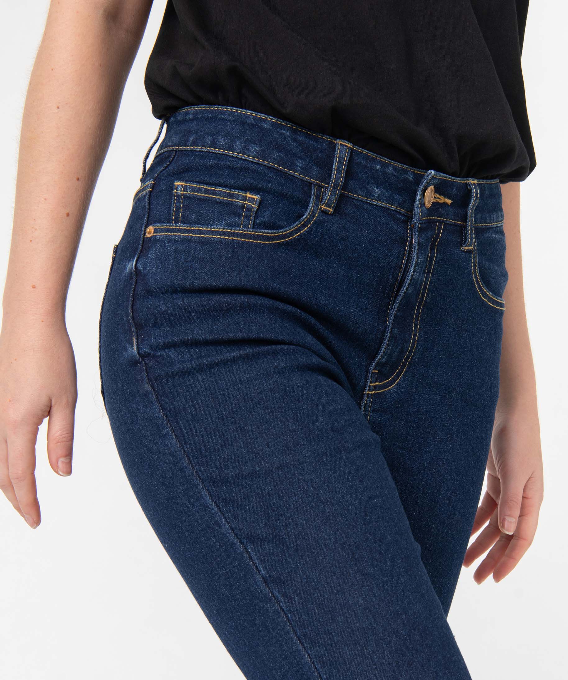 Jean femme coupe Slim taille haute brut | GEMO