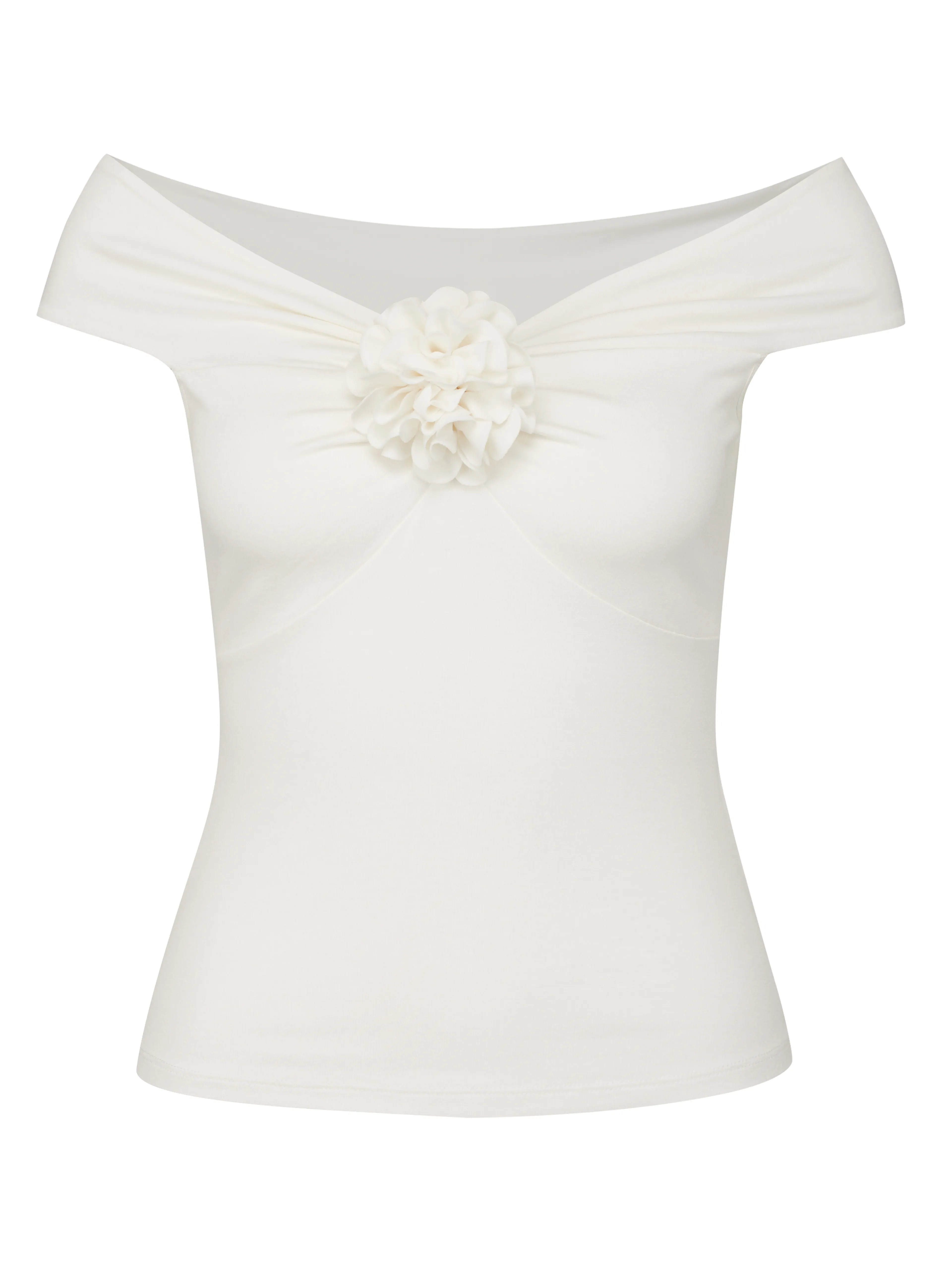 Cremefarbenes Damen-Kurzarm-T-Shirt mit Applikation ORSAY